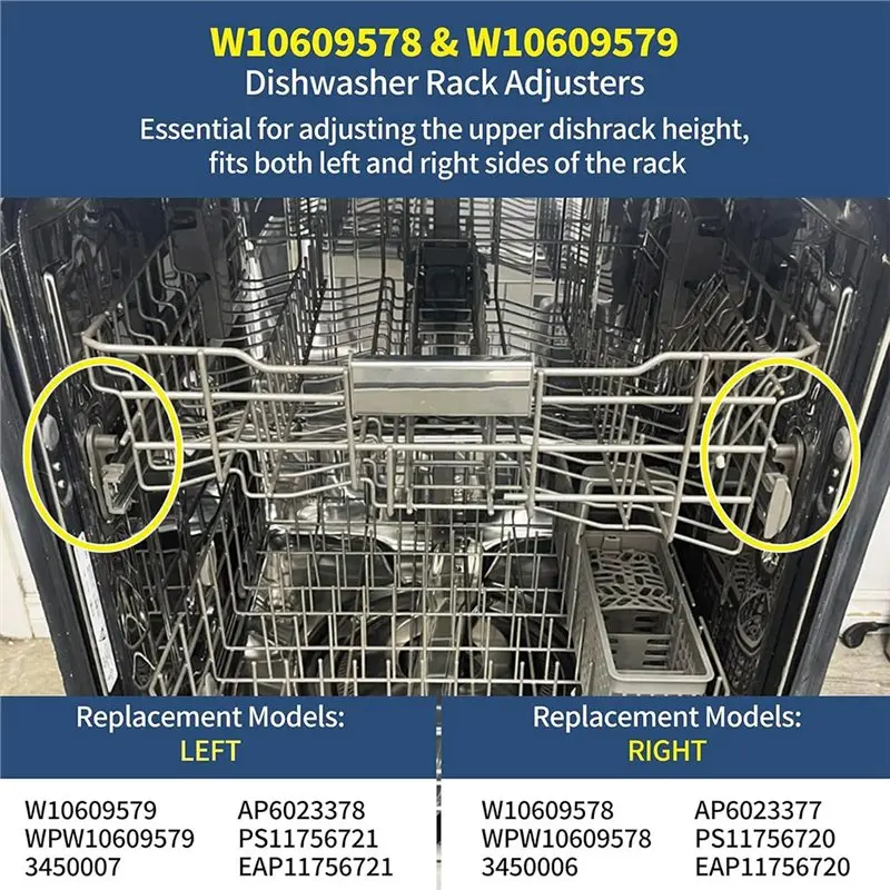 A98I-Adjusters For Whirlpool Maytag Dishwasher- WPW10609578 WPW10609579 Side Racks Replacement Parts Left Right - view 4