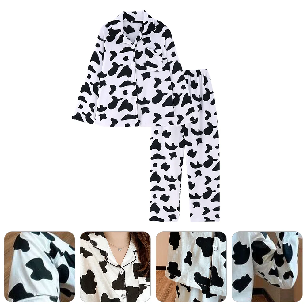 Cow Print Accessories Button up Pajamas Women's Set Girls Nightdress Nightgowns for