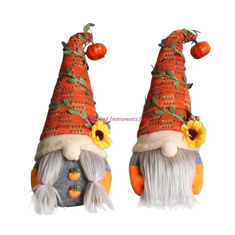 Fall Gnome Pumpkin ทานตะวันสวีเดน Nisse Tomte Elf เครื่องประดับหรูหราแคระสำหรับคริสต์มาสฤดูใบไม้ร่วงวันขอบคุณพระเจ้าตกแต่งบ้าน
