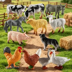 12PCS Mini Farm Poultry Animal Figurines Duck Horse Chicken Simulation PVC Models Children Educational Toy Birthday Gift
