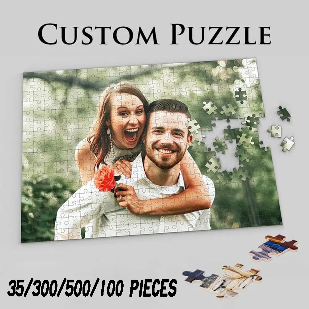 Customized Wooden Photo Jigsaw 35/300/500/1000pcs Personalized Memory Puzzle for Birthday Celebration