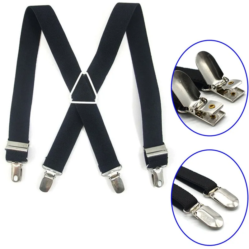 Solid Color Elastic Polyester Suspenders Braces Men Women Black Red Adjustable Straps For Wedding Suit Skirt Accessories Gifts