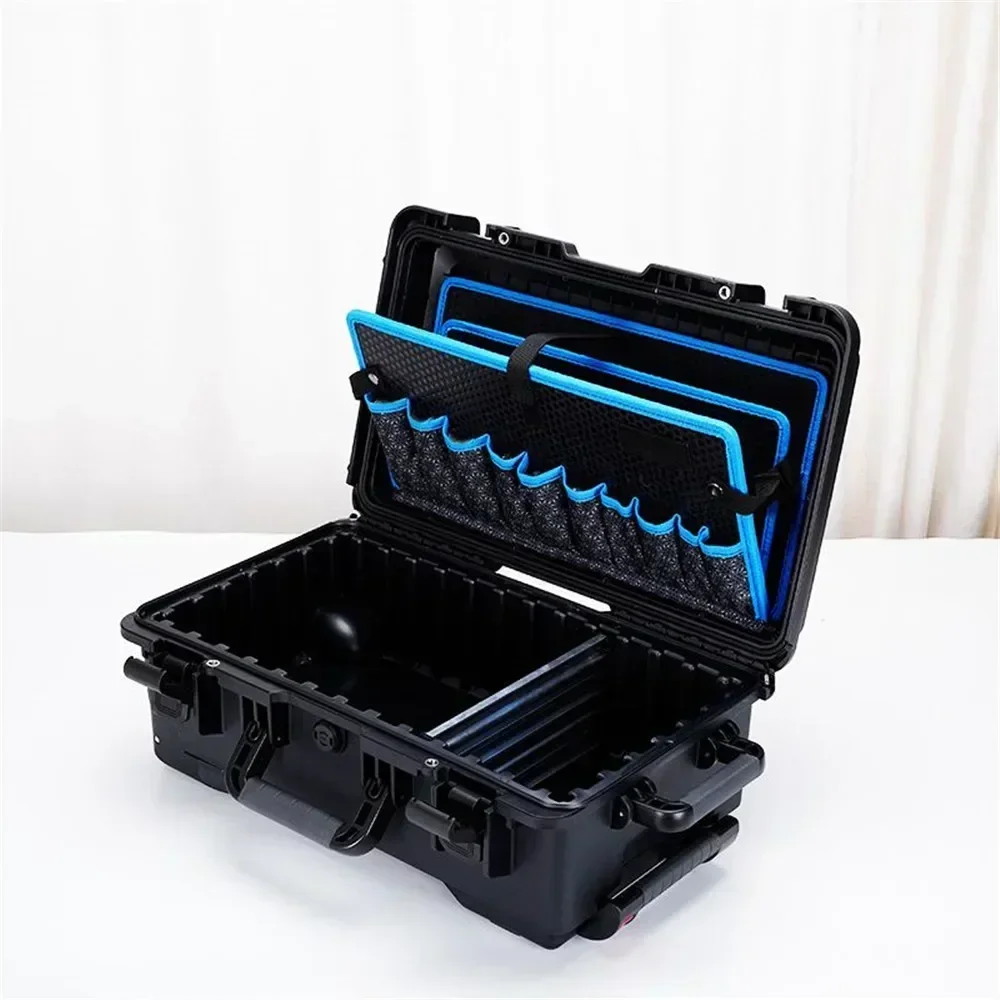 Electrician Trolley Garage Tool box Outdoor Chest Organizers Hard Case Toolkit with Wheels Storage Pocket Electric Drill Toolbox