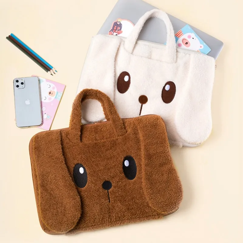 Ins لطيف الكلب حقيبة لابتوب النساء 13 13.3 14 15 16 بوصة ماك بوك اير مكتب دفتر كم حقيبة يد السفر ملحقات الكمبيوتر