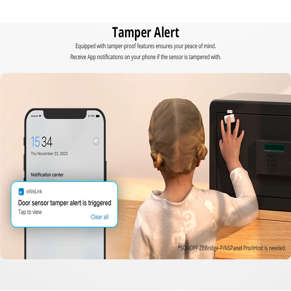 SONOFF SNZB-04P Zigbee 3.0 Door Window Sensor Local Smart Linkage Tamper Alert Home Security Work with eWeLnik Alexa Google Home