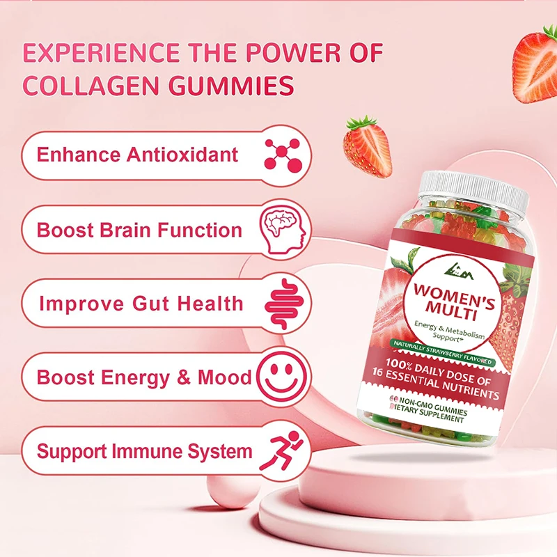 Biotin Gummies for Hair Growth - Natural Strawberry Vitamins Supports Nails and Skin - Gelatin, Gluten, Nut and Egg Free