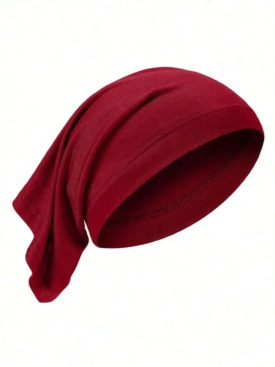 

Silky Satin Sleep Cap Slouchy Beanie For Curly Hair Protection Unisex Solid Burgundy