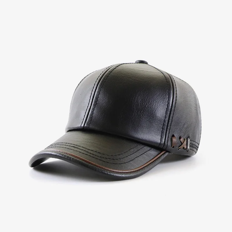 2024 Adjustable Men's Genuine Cowhide Leather Baseball Cap for Fall Winter Outdoor Sports Hat Men Real Cowhide Leather Caps