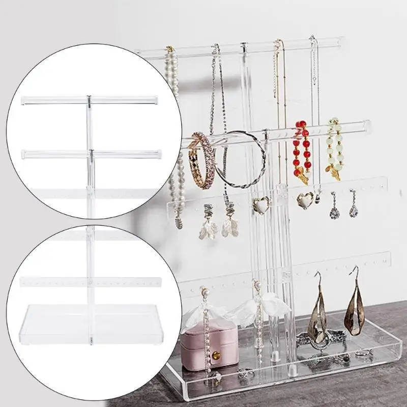 

Functional 3 Layer Jewelry Holder Tree for Necklace Bracelet Display with Earring Rings Tray Storage Solution Use