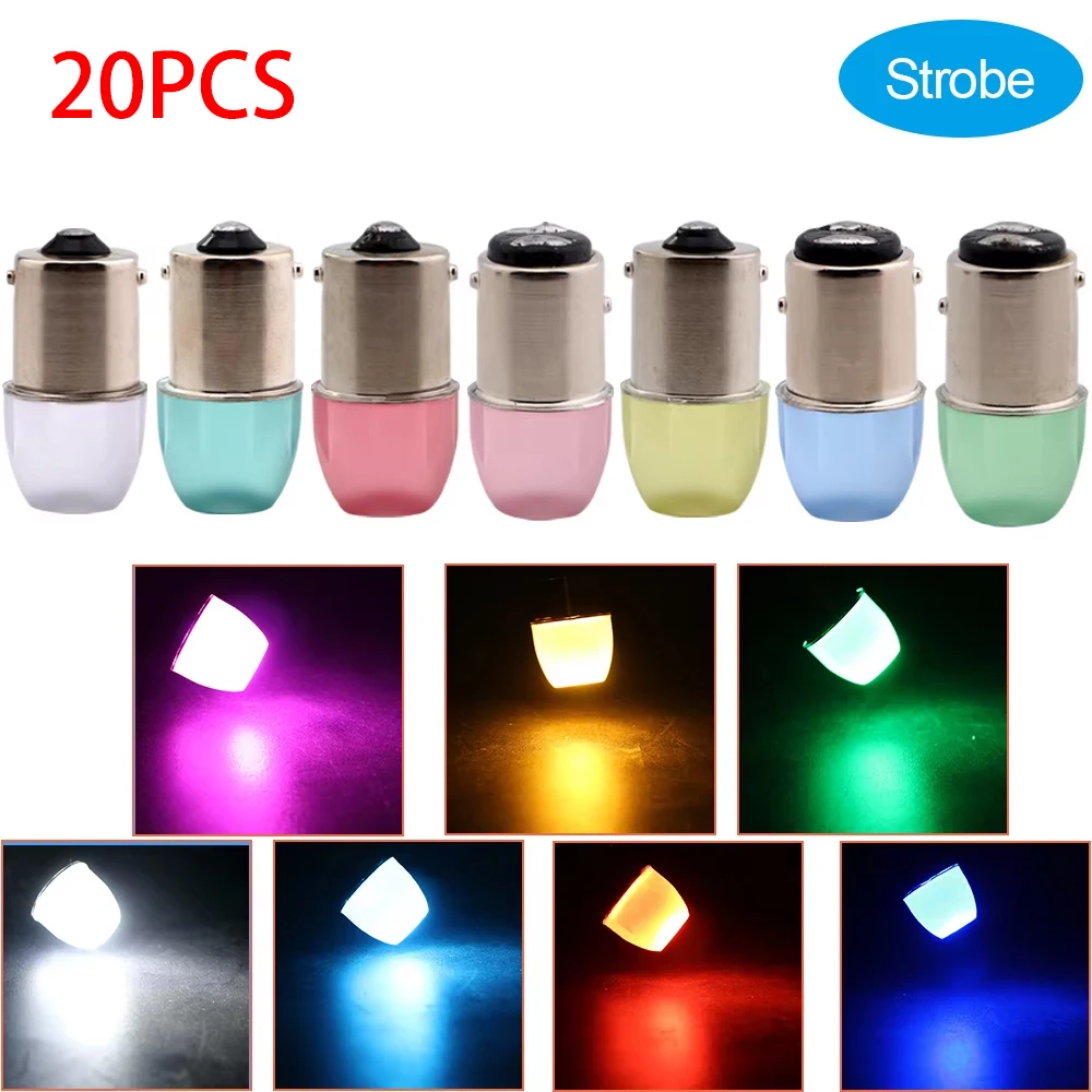 20PCS Car Strobe Lights 1156 BA15S 1.5W Frosted Lens 1157 2357 7528 LED Bulb Flash Light 2Modes White Blue Red Green Yellow Pink