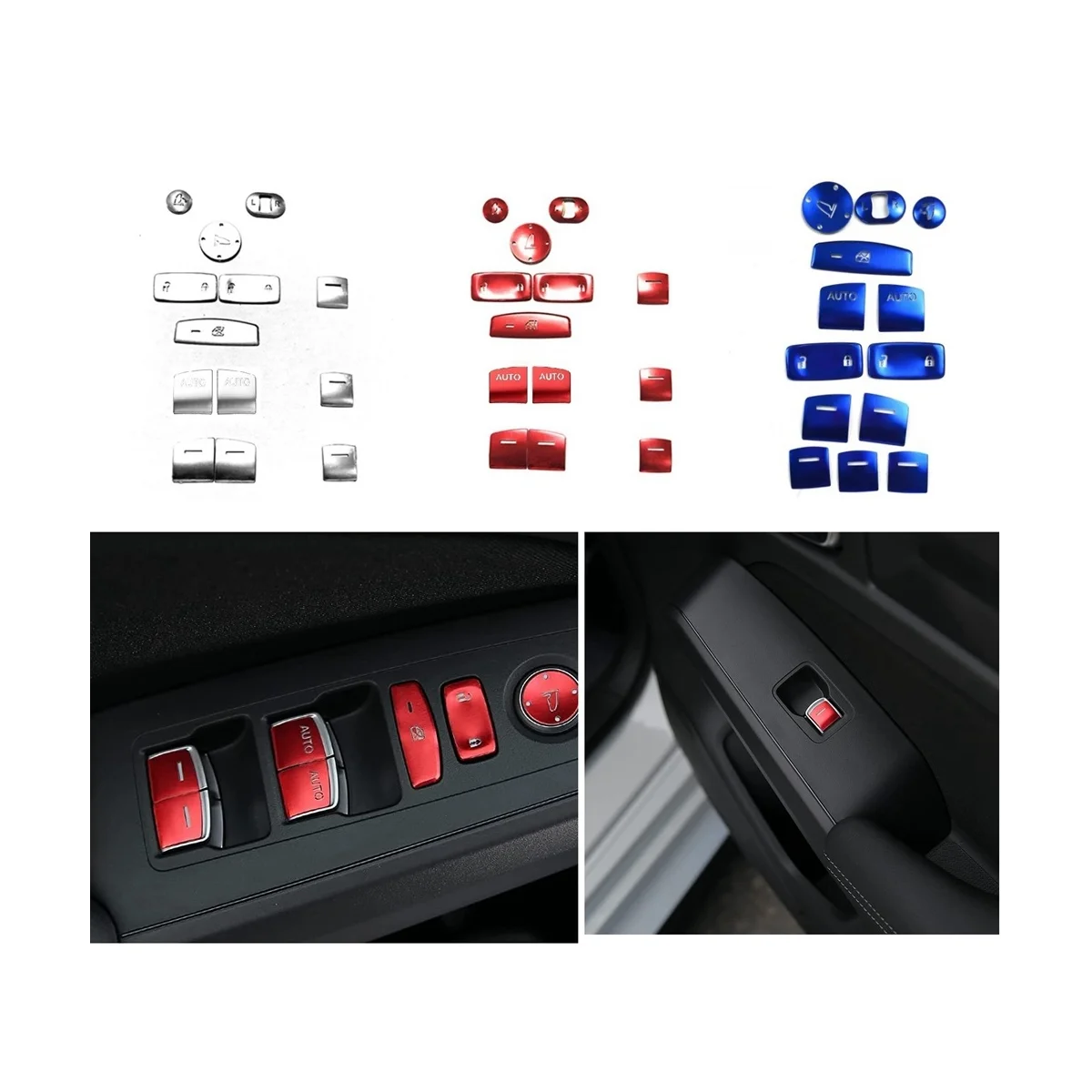 13Pcs Red Window Glass Lift Switch Button Cover Trim Sticker for Honda Civic 11Th Gen 2022