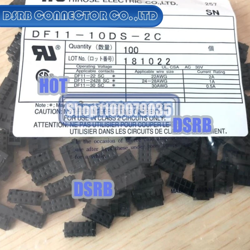 

20pcs/lot DF11-10DS-2C Plastic shell 10P 2.0MM legs width 100% New and Original