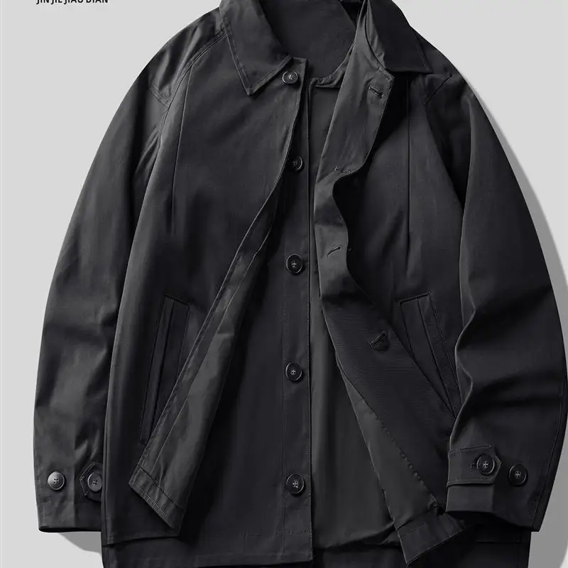 

Casual Sle Men's ort Coat Jaet Stand Collar Lightweight Autumn Spring Faionable Bla Mamba Fake Two-Piece Suit