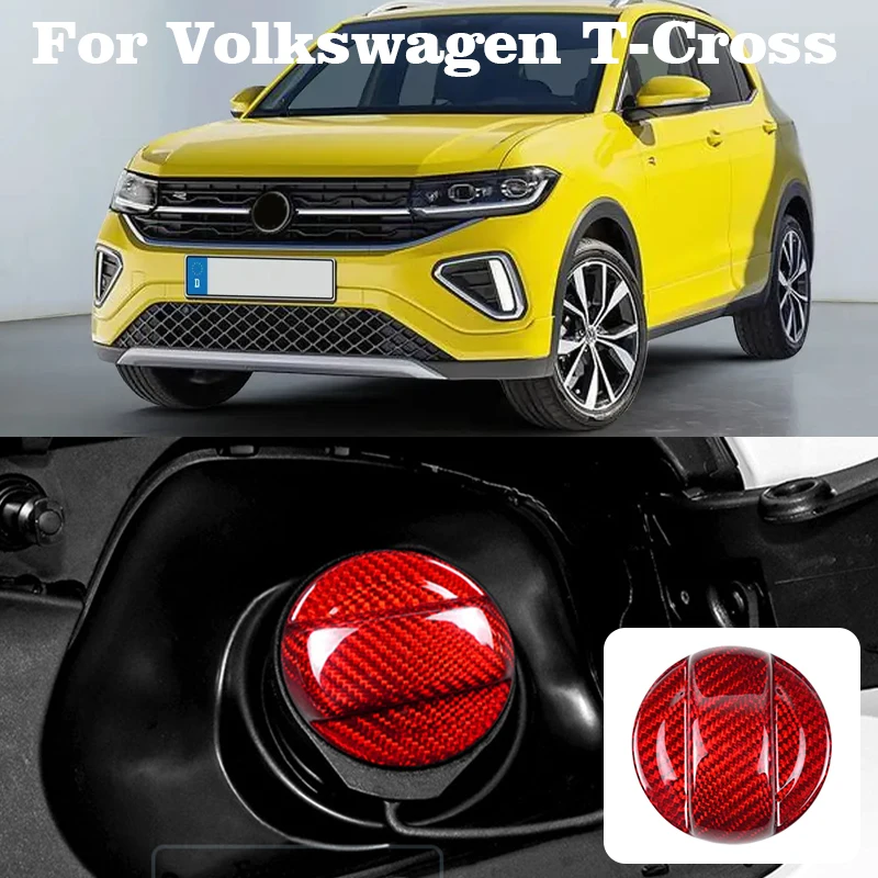 

Real Hard Carbon Fiber For Volkswagen T-Cross Tiguan Touron Touareg Magotan Car inner Fuel Tank Cover Accessories Stickers