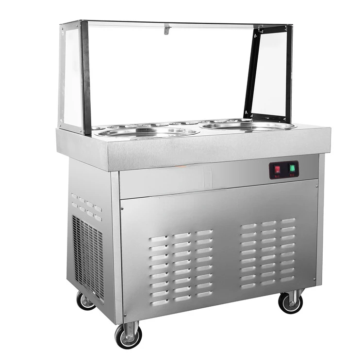 Fried ice cream machine stainless steel stir ice cream machine double pans  ice cream roll machine