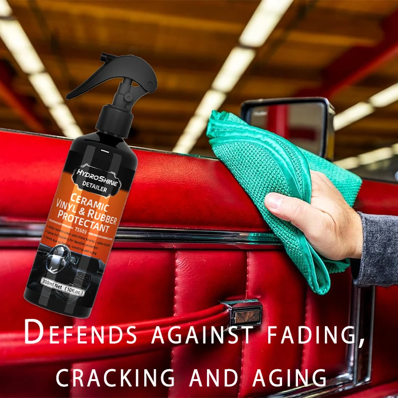 Hydroshine سيارة السيراميك الفينيل والمطاط حامي خلع الملابس الداخلية التفاصيل الأسود تألق تقليم مرمم رذاذ الرعاية السيارات بالتفصيل