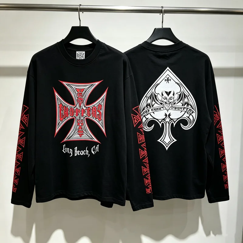 Cross Tag West Coast Choppers Long Sleeve T Shirt Men Women High Quality Black Loose Streetwear T-shirt Tops Tee
