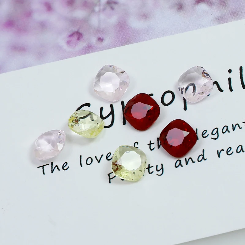 8MM 30PCS/Pack Fat Square Transparent Crystal Decoration for women\'s Clothing and Beads for Needlework DIY