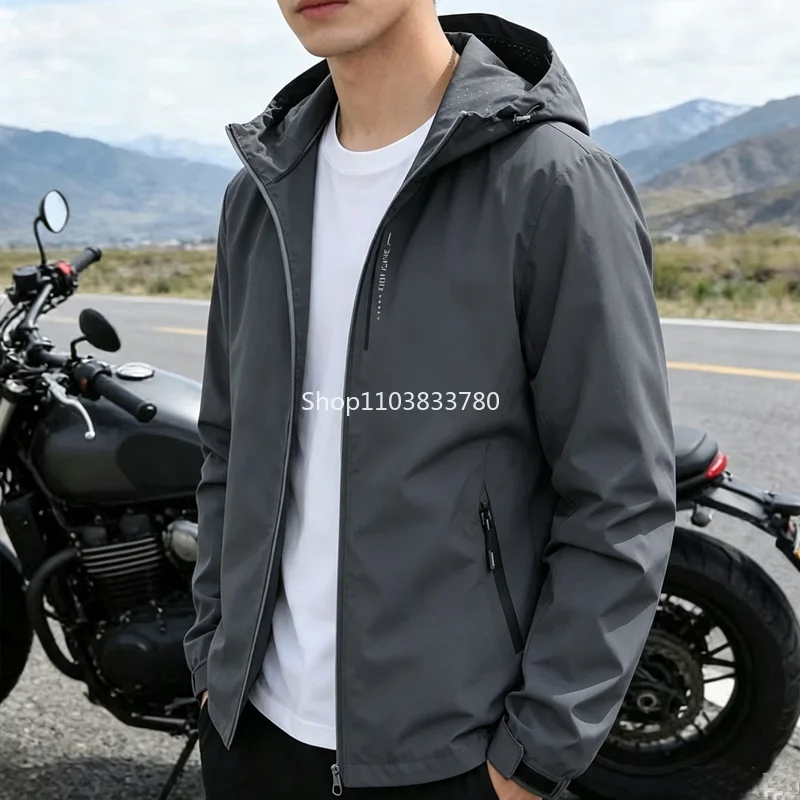 Men's Windproof Jacket Outer Hooded Outdoor Male Coat Hiking Windbreaker Jacket Climbing Outdoor Mens Jackets Oversize 4XL 5XL