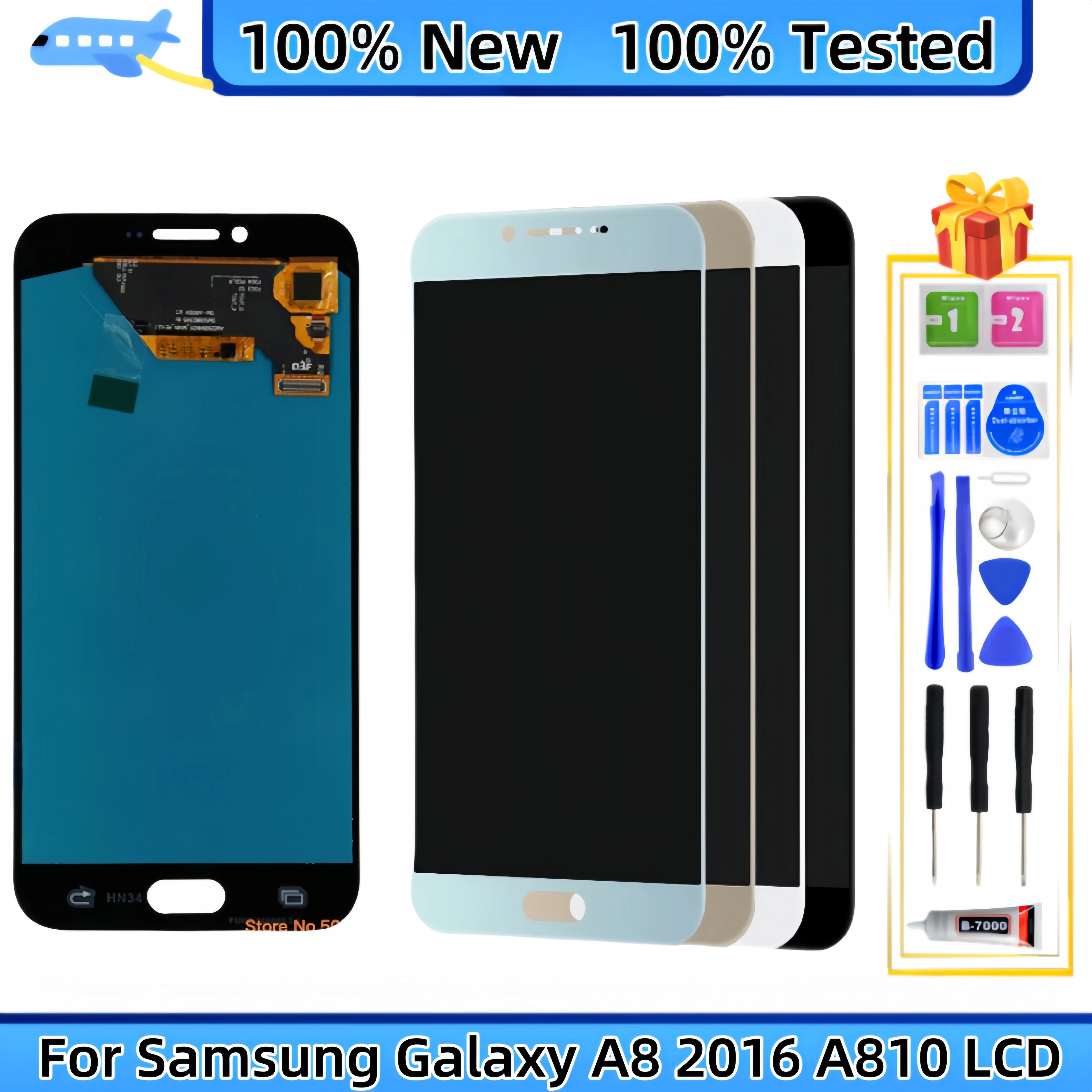 LCD Display Touch Screen Digitizer Assembly Replacement, Samsung Galaxy A8 2016, A810, SM-A810F, SM-A810F/DS