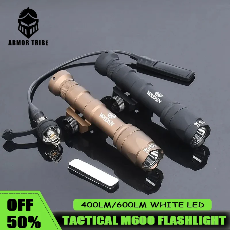 

WADSN M300 M600 M300A M600C Tactical Flashlight 400lm/600lm White LED Light Fit 20mm Rail Hunting Weapon Airsoft Accessories