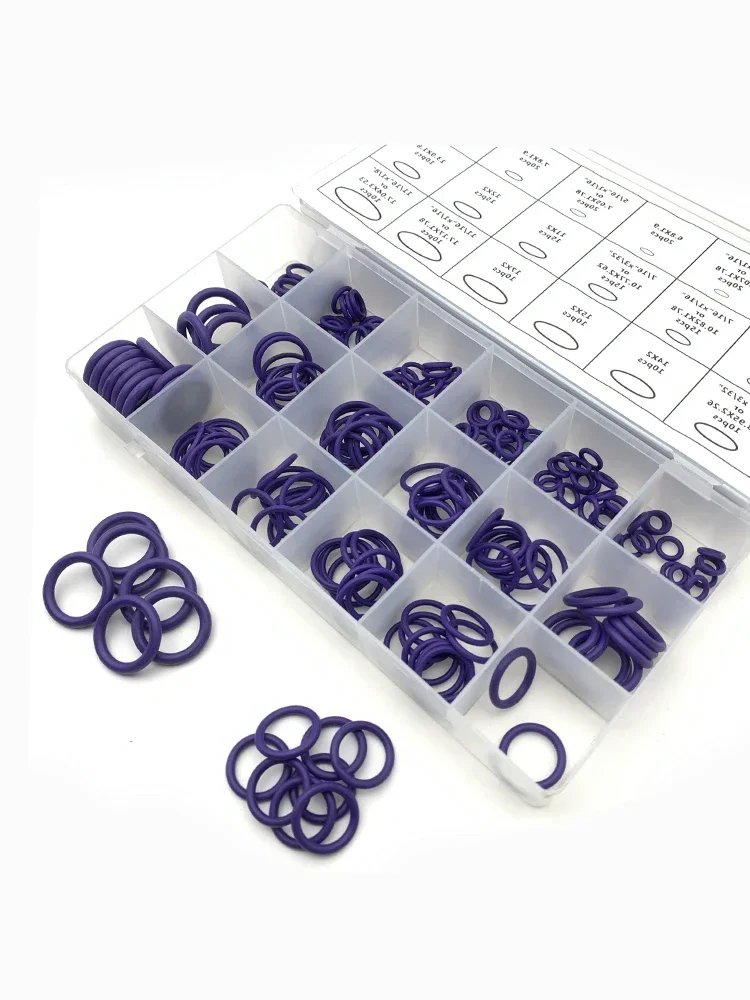 Oilproof Watertight Purple NBR O Ring Assortment 270Pcs CS1.78-3.53mm Nitrile Seal Box For Car Air Conditioning Repair