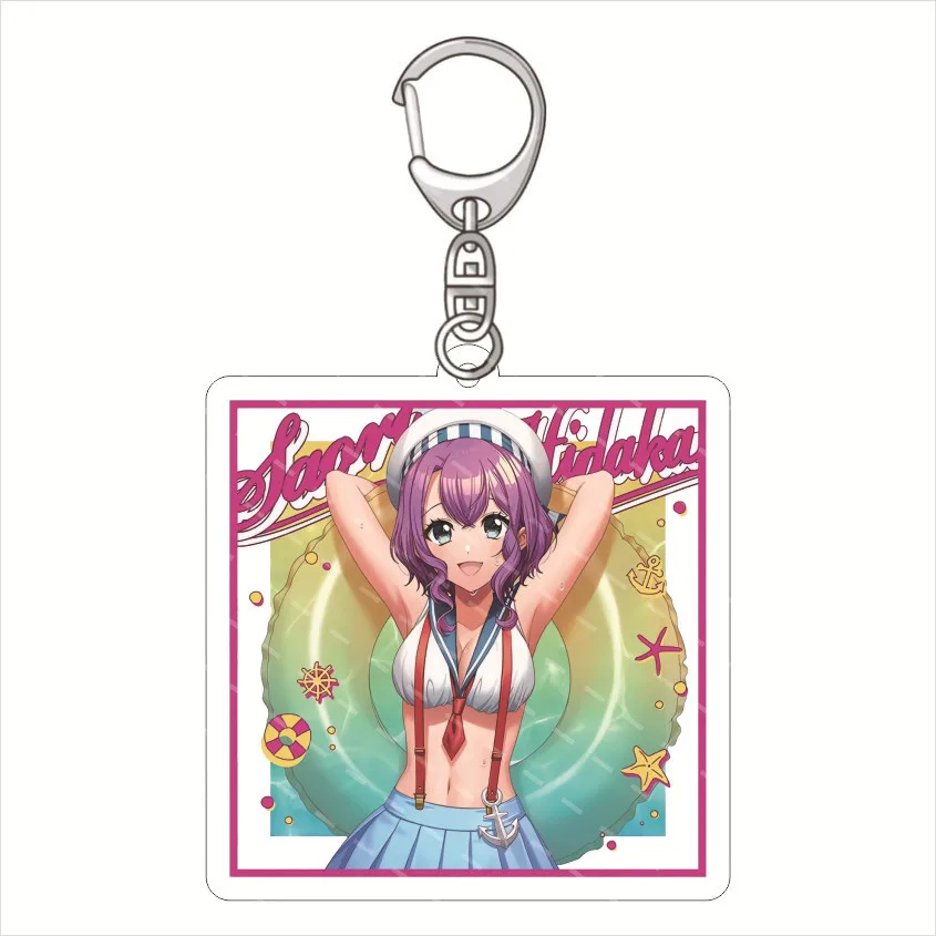 Anime D4Dj Groovy Mix Happy Around Game Related Products Acrylic Cartoon Keychain Key Ring Gift Figure Summer Pool Party