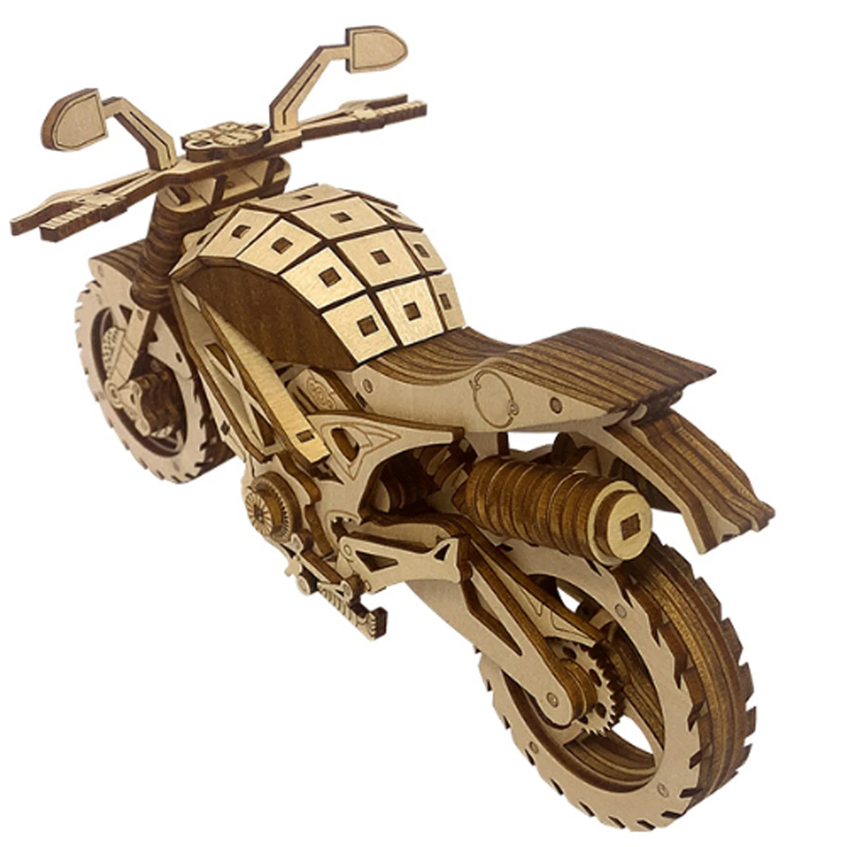 Motorcycle 3D Car Wooden Puzzle Scale Model,DIY Model Kit, Handcraft Gift,Home Decoration,Mechanical Model Kit, Building Toy