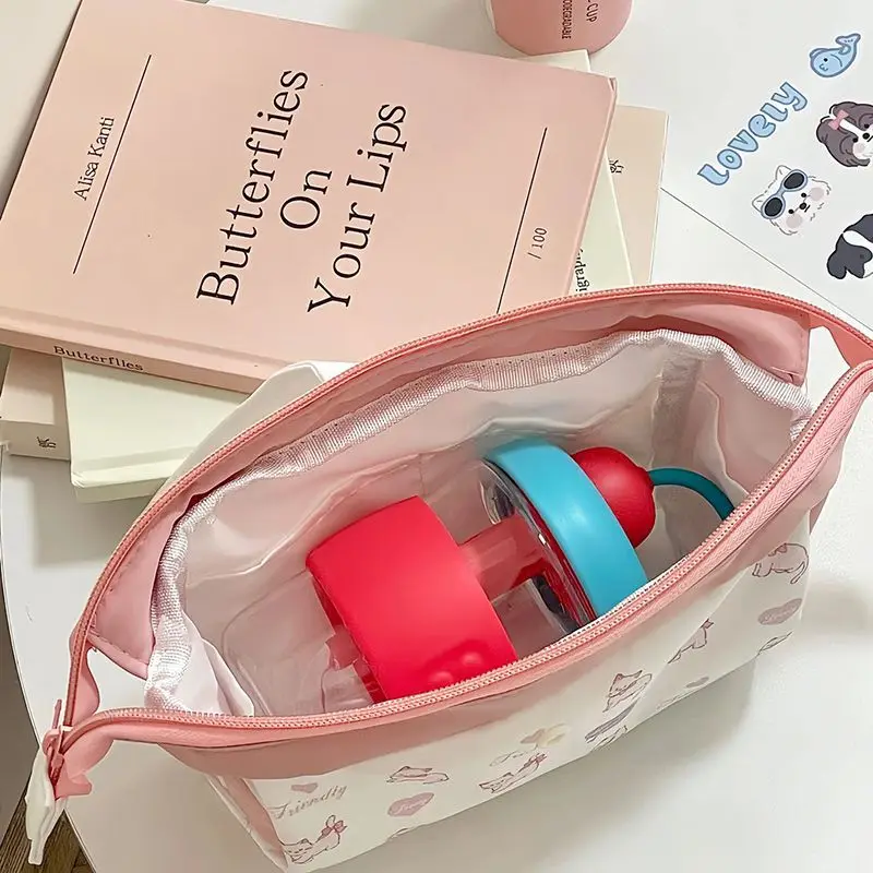 Imagem -05 - Estojo para Lápis Kawaii para Estudante Bolsa de Lápis Gato Filhote dos Desenhos Animados Cor Rosa e Azul Papelaria de Alta Capacidade pc