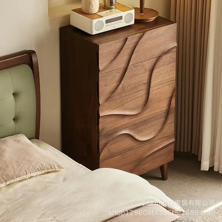 

Customizable North American black walnut chest of drawers Nordic simple locker household