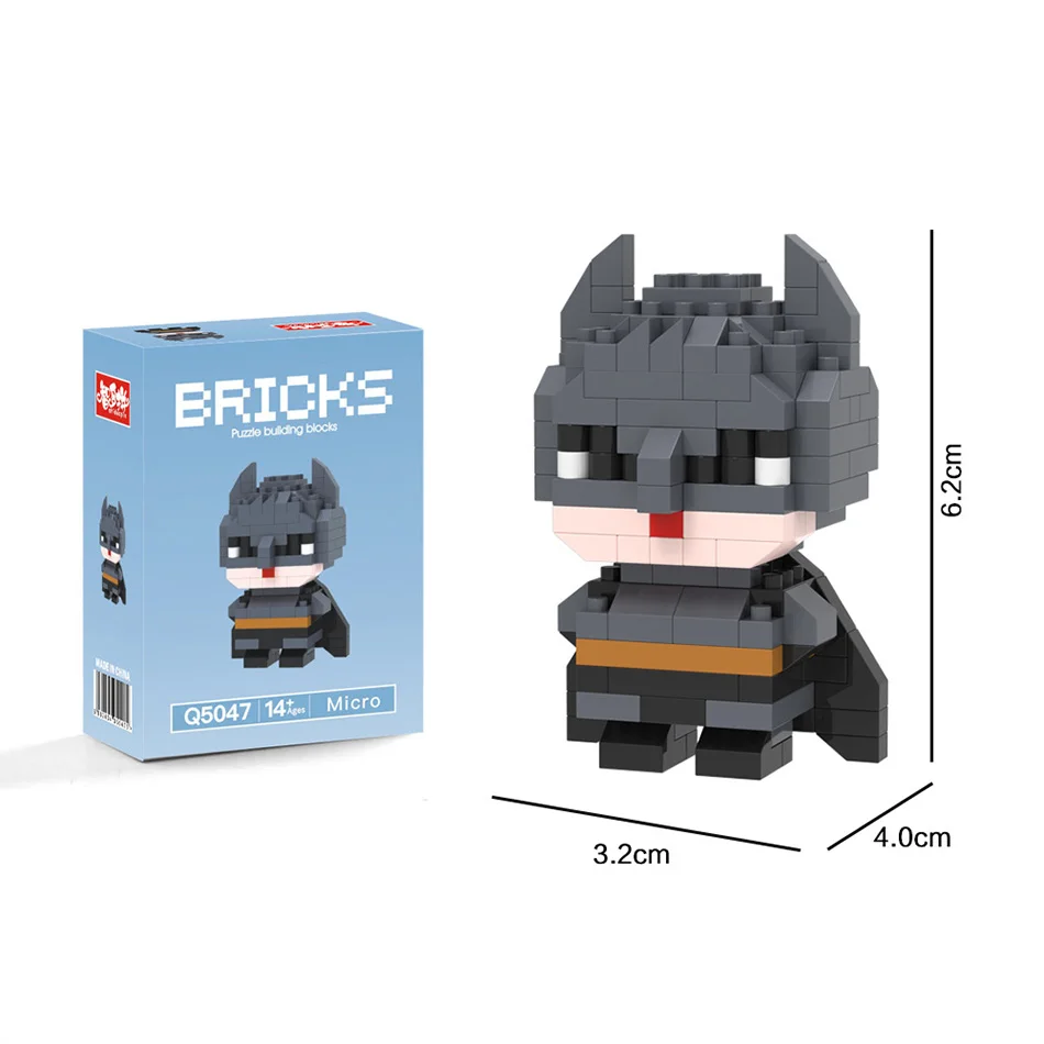 Q Version Spider-Man Batman Captain America Mini Building Blocks Figurines, Desktop Car Decor Stress Relief Toys view 4