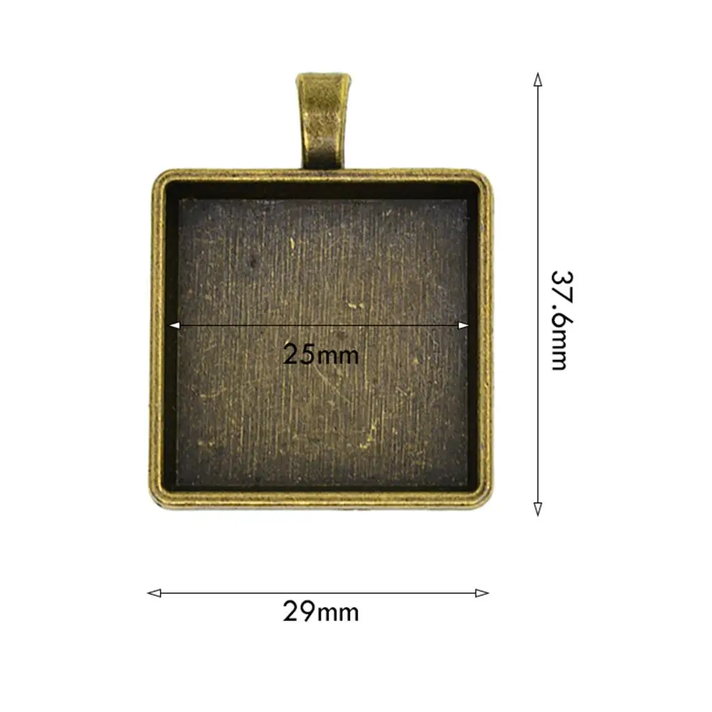 Simple Blank Square Bezel Tray Jewelry Pendant Setting for Custom Necklace and DIY Accessories
