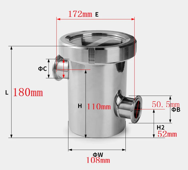 

Quick-Install Air Blocker Clamp-Type Partition Anti-Backflow Sight Glass Floor Drain Sight Window Stainless Steel