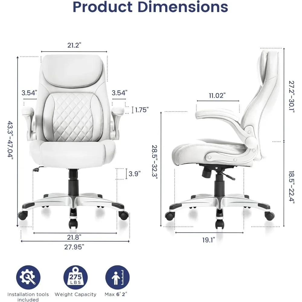 

Ergonomic Office Chair Premium Microfiber Leather Adjustable Lumbar Support & Armrests, High Back Comfy Desk Gaming Chairs Exec