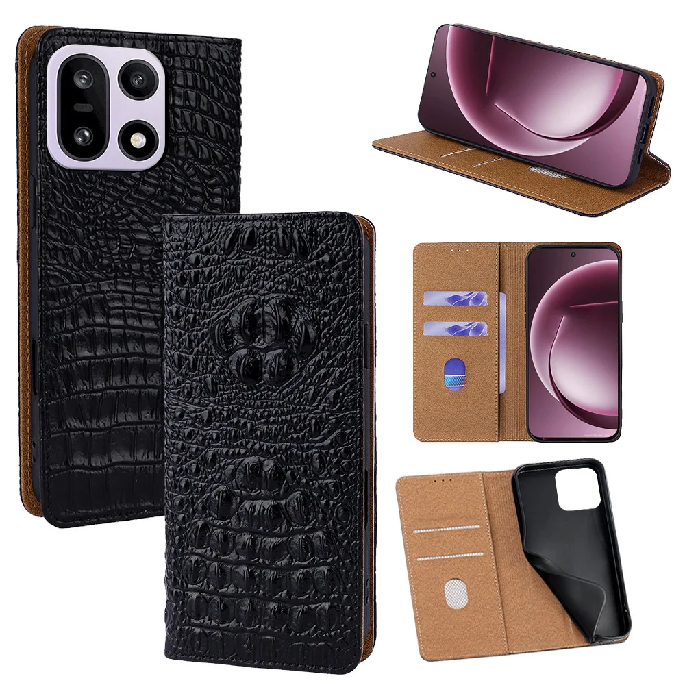 

Retro Genuine Leather Magnetic Flip Cover for OnePlus 15 13T 13S 13R 12 11 10 9 8 7T Pro 9RT with Wallet Card Slots