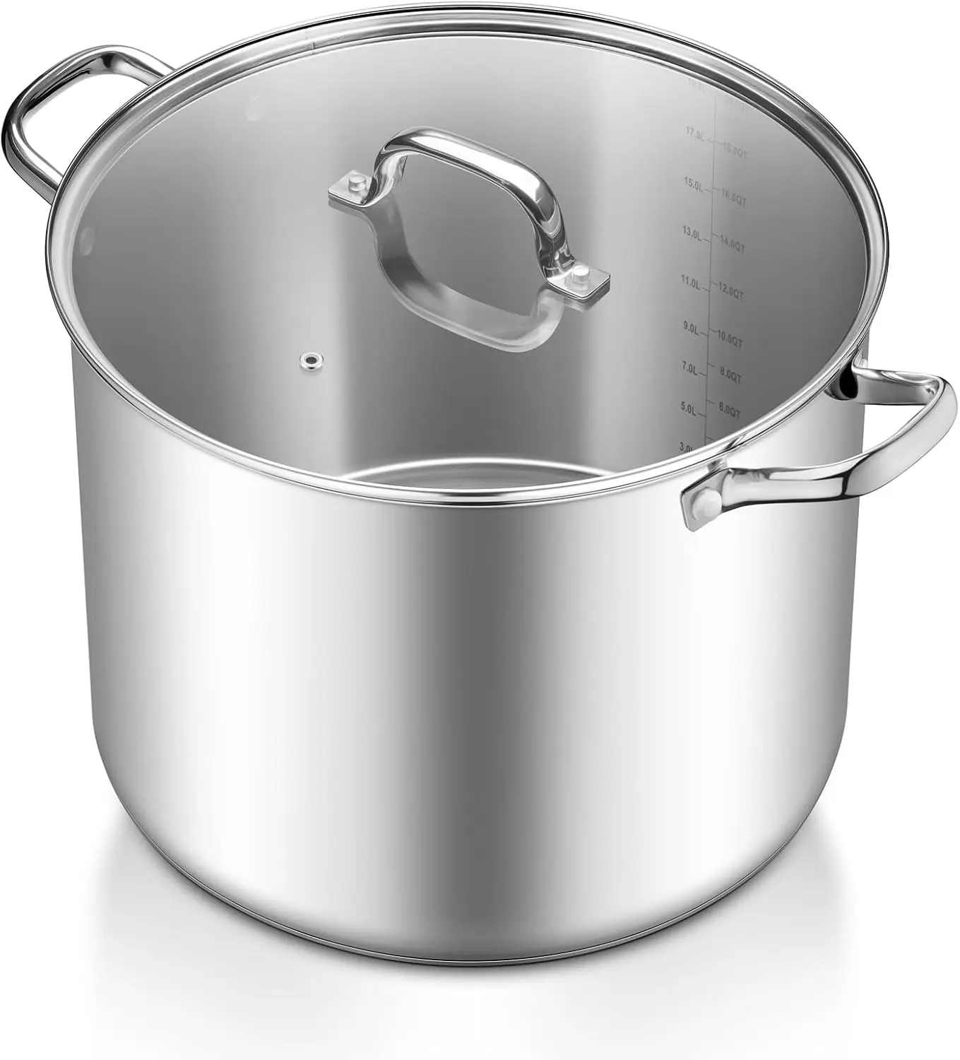

Кастрюля из нержавеющей стали 20QT с крышкой, трехслойное дно для равномерного нагрева, подходит для всех типов плит