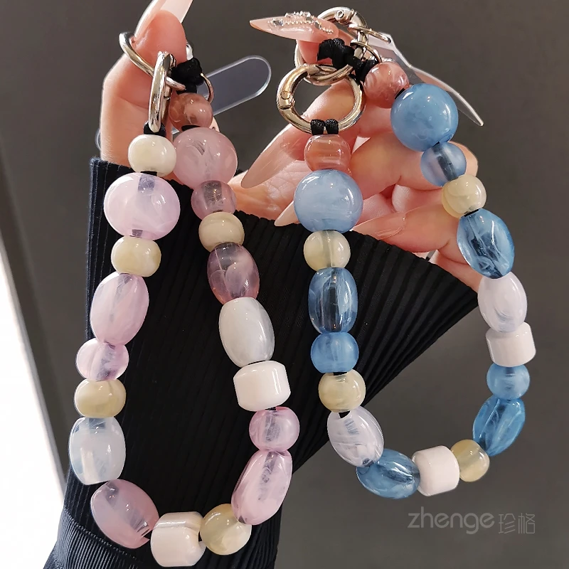 

Artisan Crafted Gemstone Beaded Wrist Strap - Women's Premium Phone Chain, Durable Anti-Drop Accessory for Travel