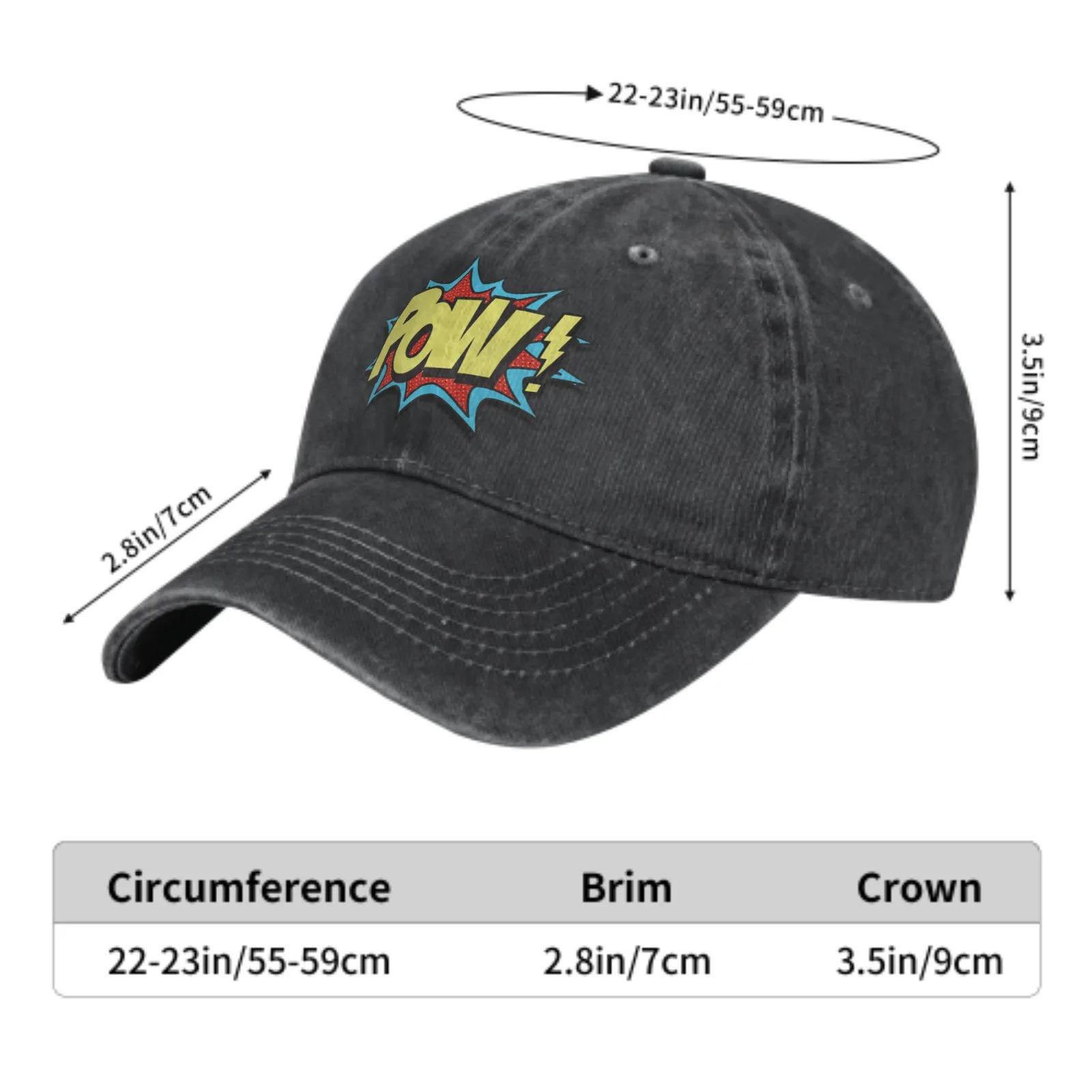 Cartoon Comic Bubble Baseball Cap Adult Denim Hat Pure Cotton Fashion Washed Cap Unisex Adjustable Streetwear Outdoor Sports