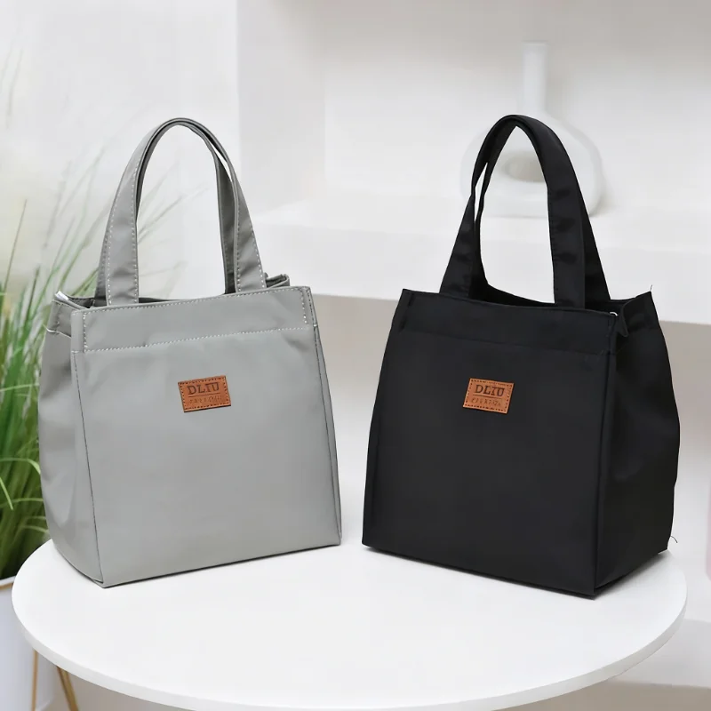 حقيبة غداء معزولة برقائق الألومنيوم ذات سعة كبيرة وقابلة لإعادة الاستخدام - تخزين طعام بسيط بمقبض علوي للعمل والسفر والاستخدام اليومي #1