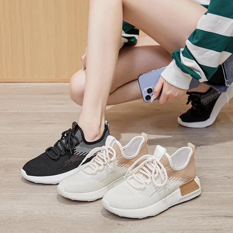 

High Quality Women Shoes Knitting Sock Sneakers Woman Lightweight Casual Slip On Flat Laides Shoes Big Kids School Loafers Walks