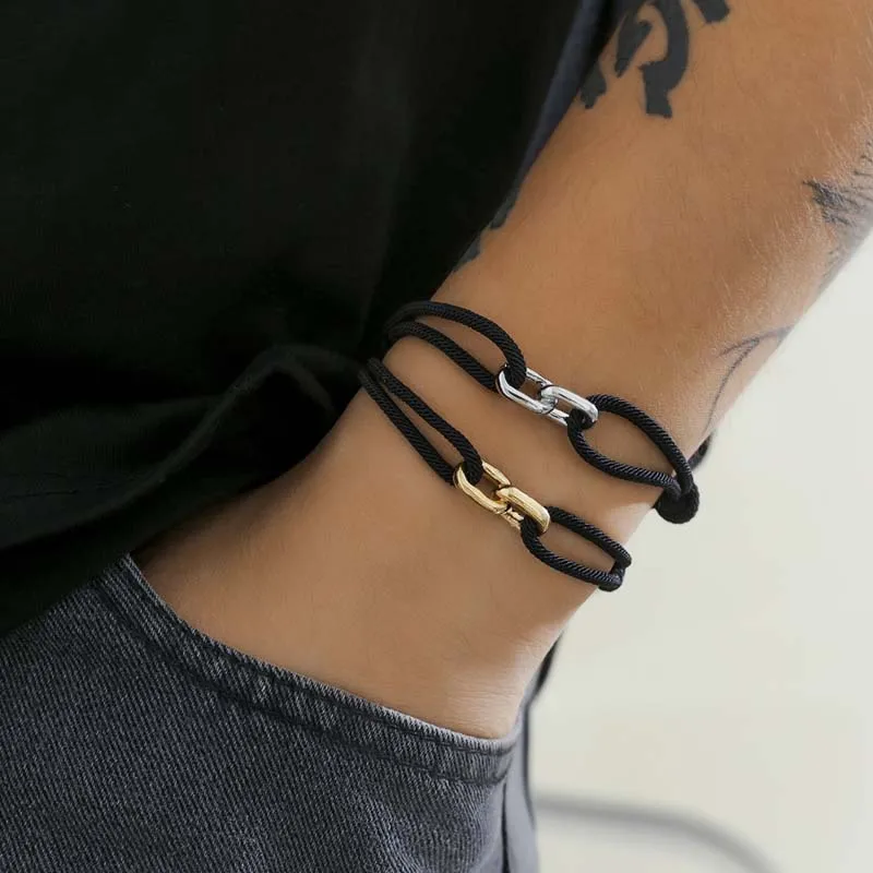 Simple Fashion Adjustable Milan Rope Bracelet for Men Women Hip Hop Trendy Cross Bracelet Wristband Jewelry Gifts Give Boyfriend