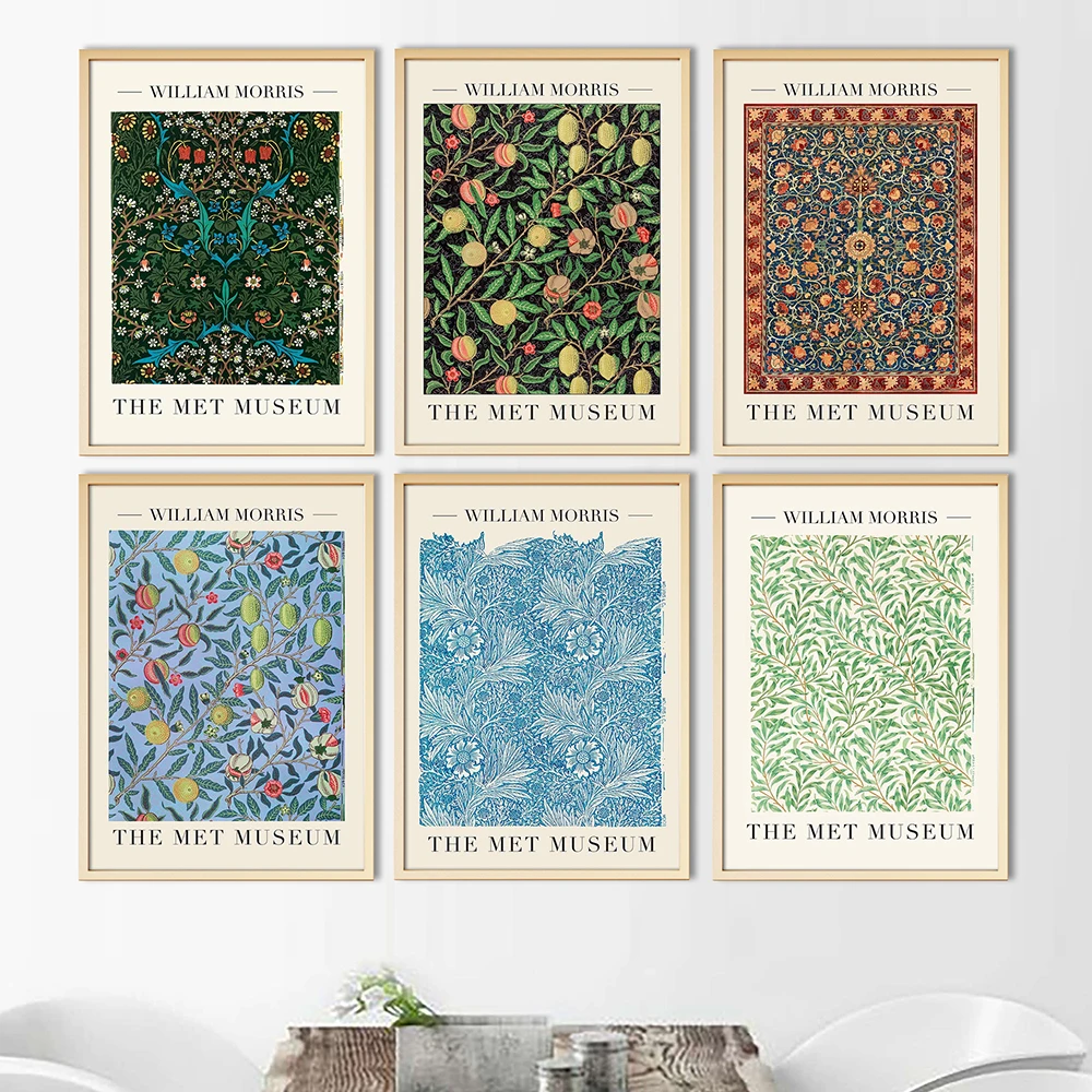 

William Morris Canvas Print The Tulip and Blue Marigold Exhibition London Underground Art Nouveau Painting Wall DecorPoster