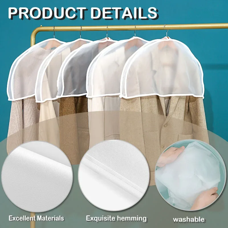 Clothing Dust Cover Kit Home PEVA Transparent Hanging Pocket Coat Dust Covered Sleeve Clothes Half -Body Dust Cover Set