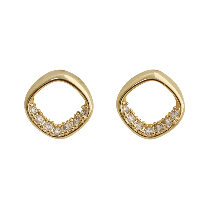 

Geometric square diamond stud earrings commuting temperament small exquisite earrings women's versatile accessories