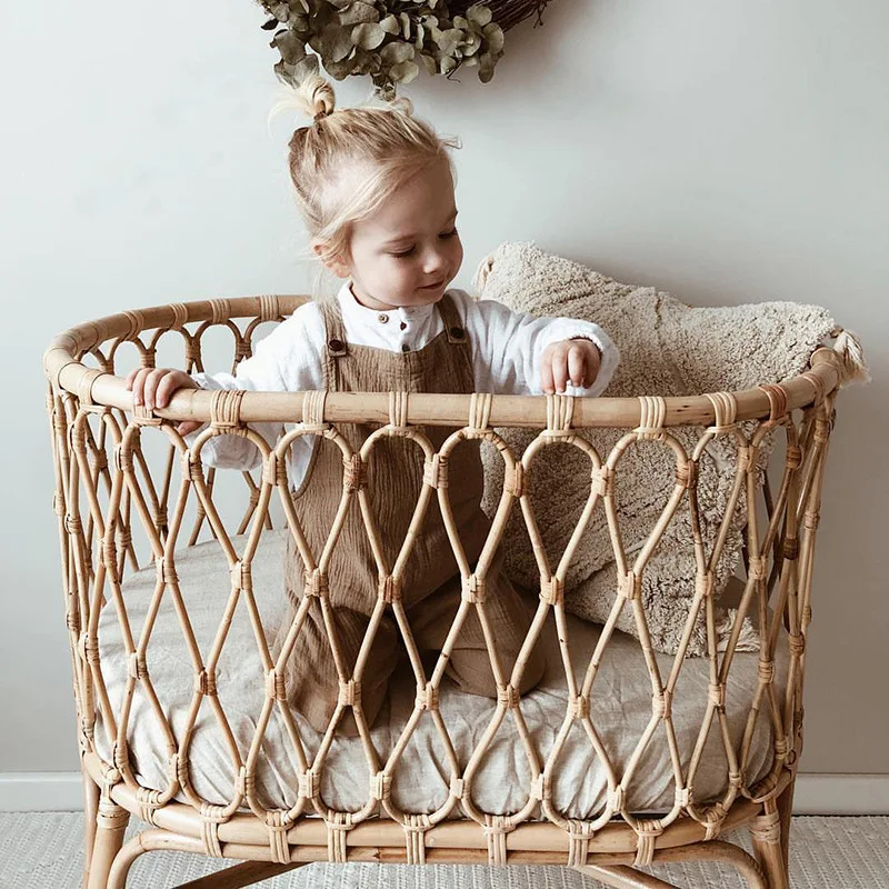 سرير الروطان الفرنسي الشمال الرجعية النقي اليدوية الطبيعية المستوردة سرير الروطان الحقيقي