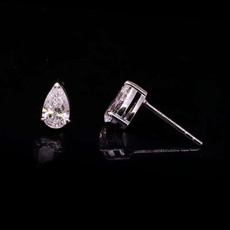 0,5ct każdy łącznie 1Ctw gruszka wycięta CVD HPHT Lab stworzyła diamentowy DEF kolor VS-VVS kolczyk damski 14K żółte złoto NO IGI — zdjęcie 3