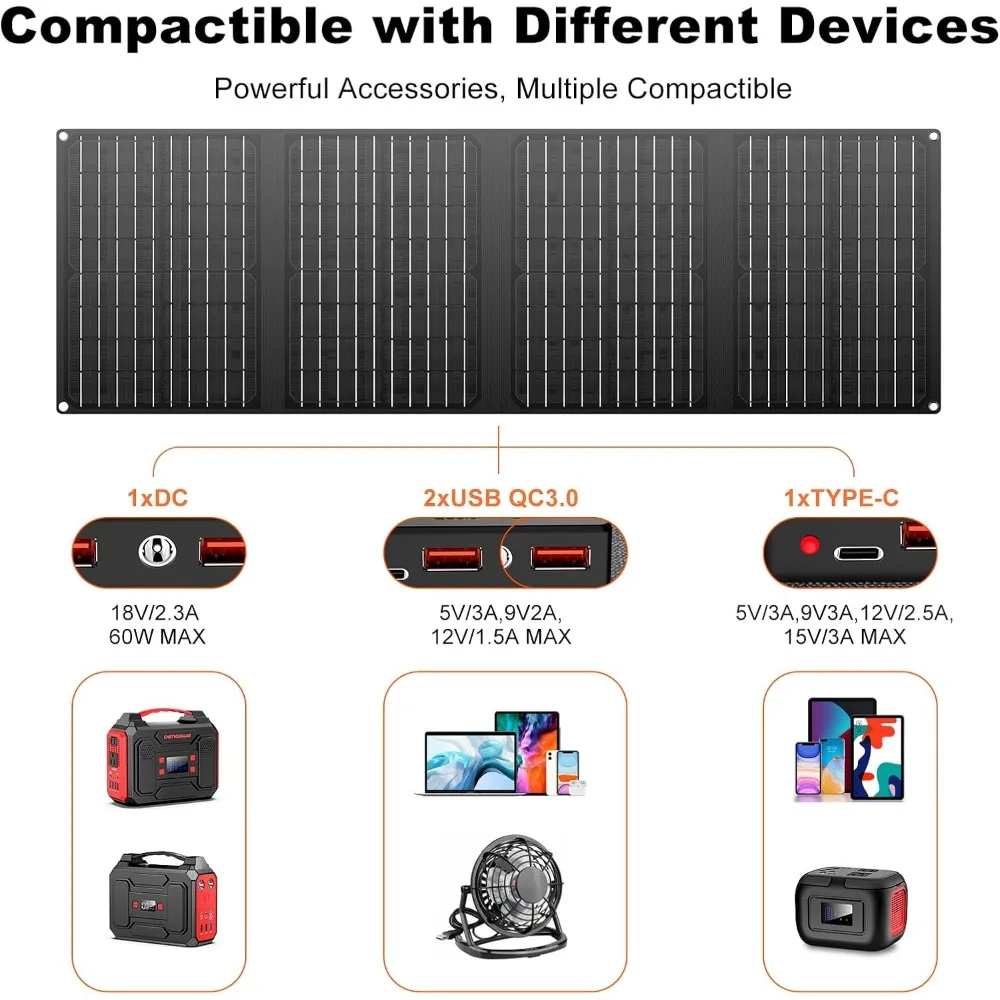 Popular - Solar Generator 300W, Portable Power Station with 40W Foldable Solar Panel, Big Power Bank with AC Outlet,