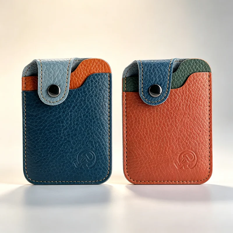 2 PCS Retro Real Leather Bus Subway Access ID Credit Cards Holders Multiple Colors Women and Mens Card Bag