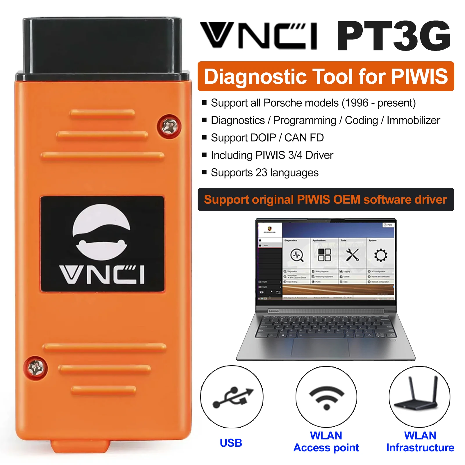 VNCI PT3G For Porsche PIWIS Compatible with Original PIWIS Software OBD2 Diagnostic Interface For Porsch Support Doip CAN FD
