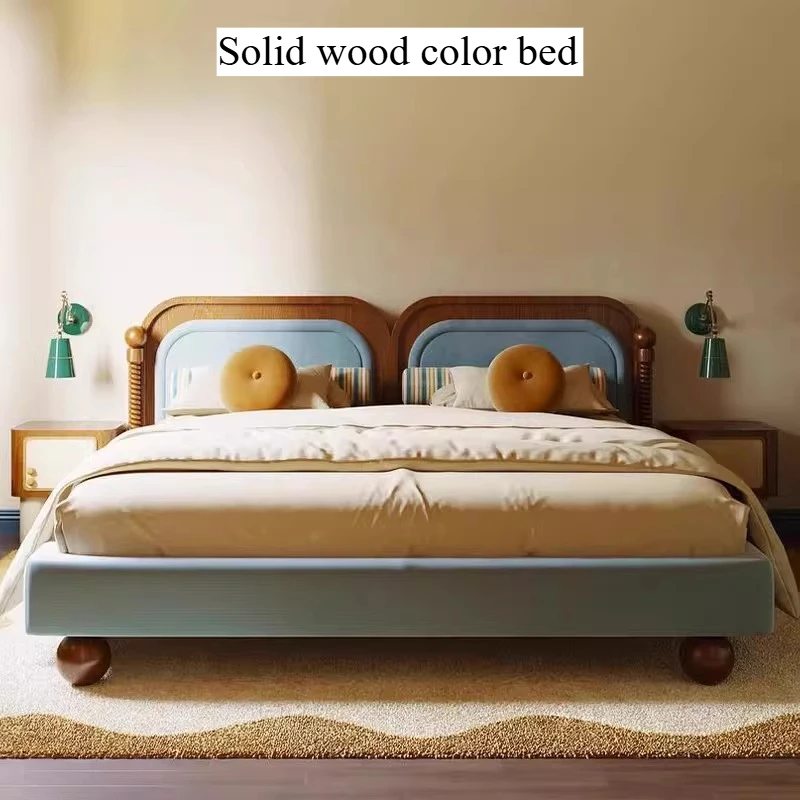 180x200cm Couples Double Beds Frames Soft Backrest Nordic Design Double Beds Adult Fashion Wooden Modern Bedroom Furniture Sets